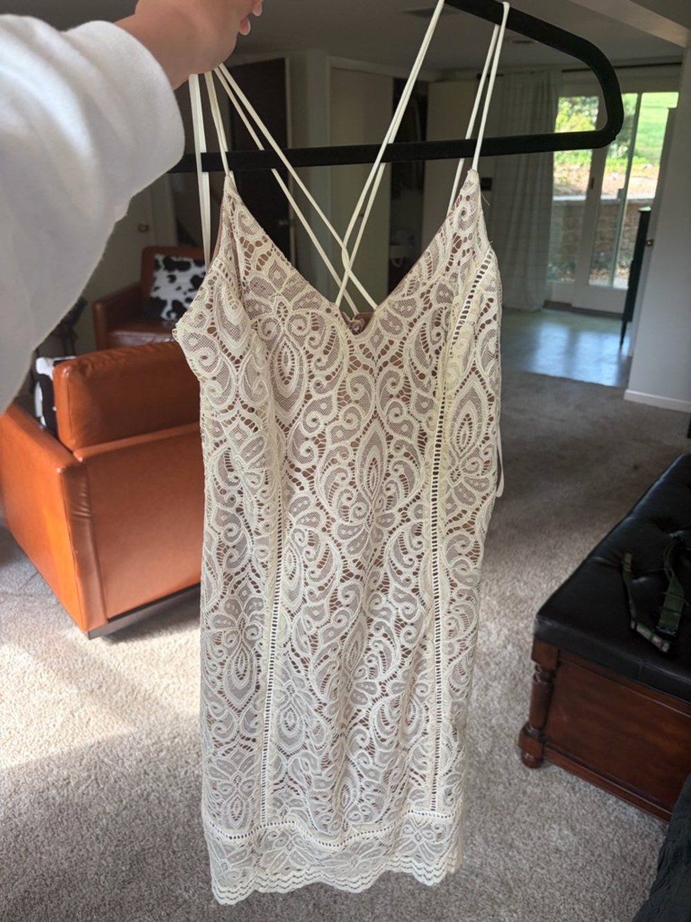 She + Sky Cream Lace Mini Dress